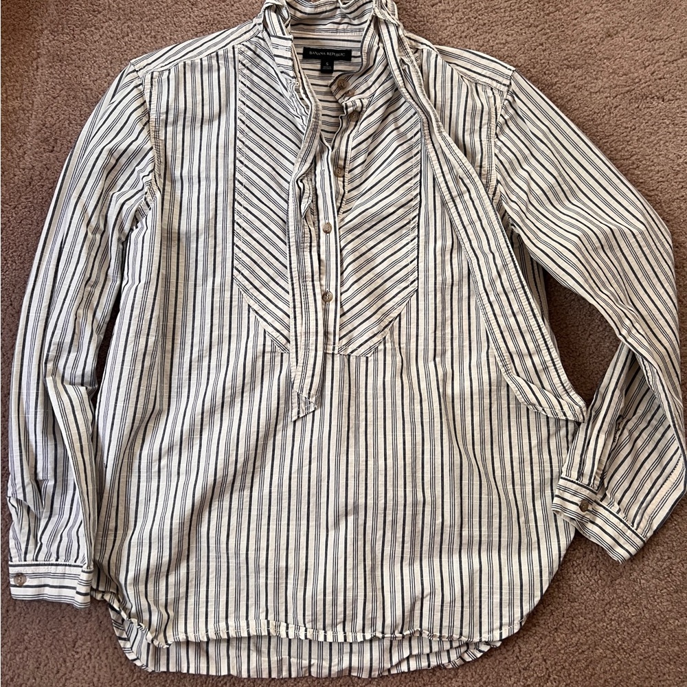 Banana Republic Striped Blouse - Black and White